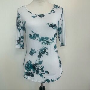 APT.9 Essentials White Floral Print Top Women’s Size Small
